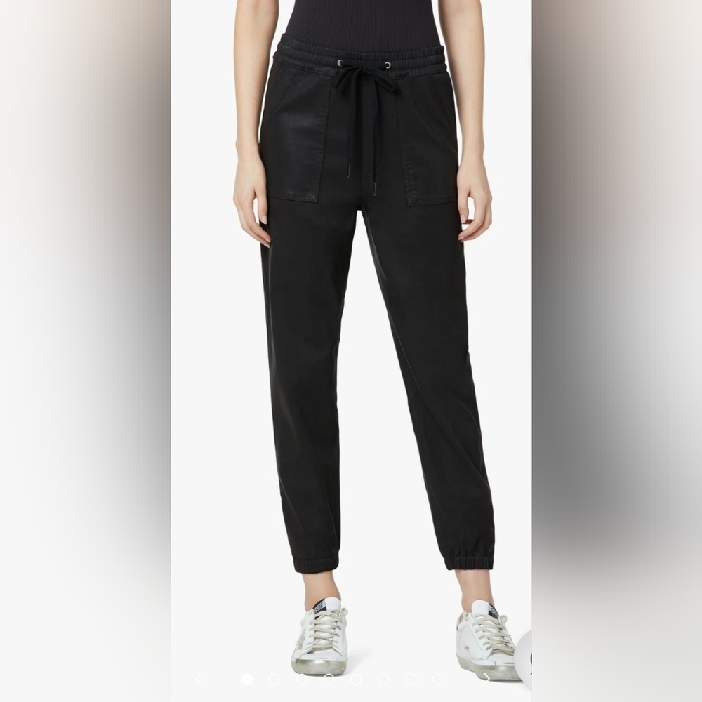 JOE'S The Sienna Ankle Coated Ankle Zip Joggers Black Women Size Small